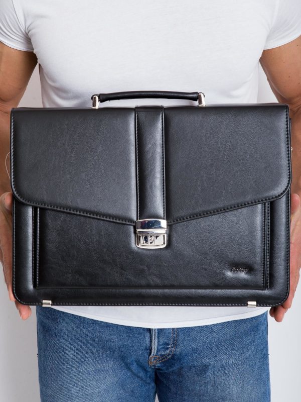 Leather Men's Briefcase Black