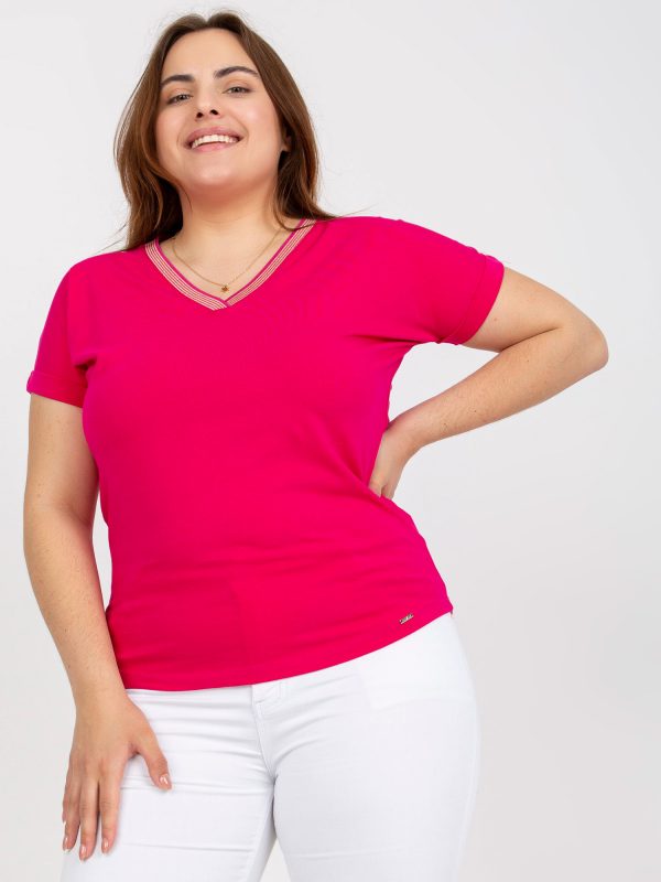 Fuchsia plus size t-shirt with V-neck