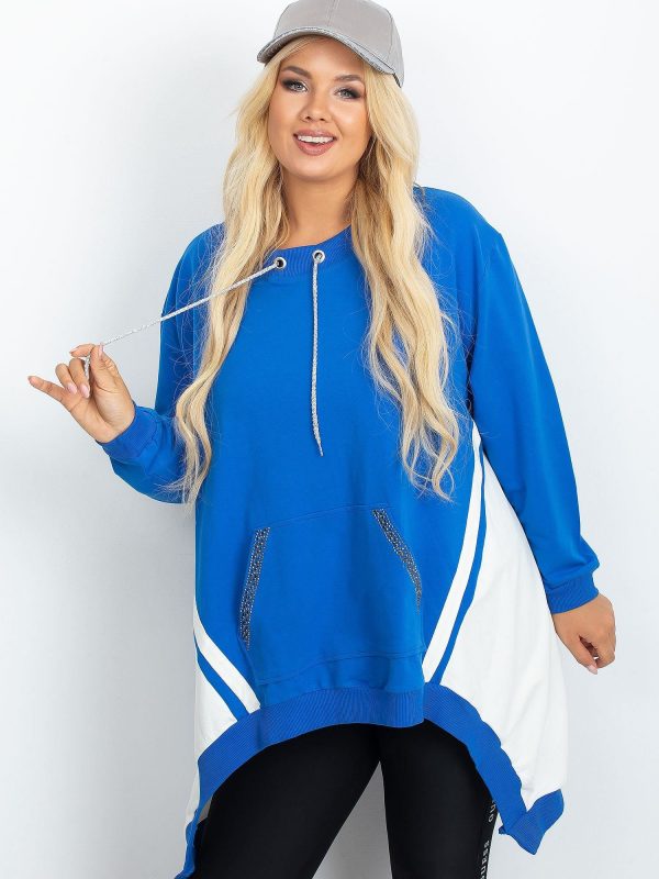 Blue and white plus size Relief sweatshirt