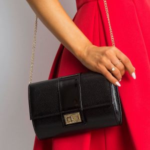 Black clutch bag on a chain