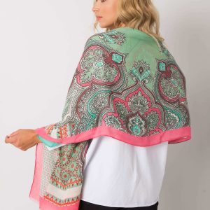 Pink and green print scarf