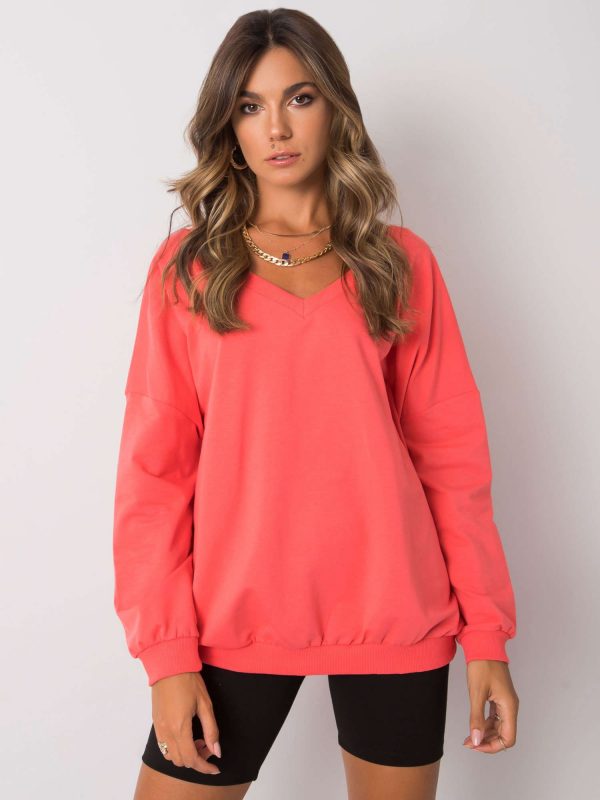 Lilyan's coral hoodless sweatshirt