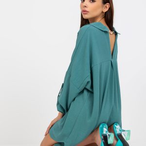 Turquoise Oversize Shirt Dress Elaria