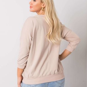 Beige Cotton Plus Size Shelly Sweatshirt