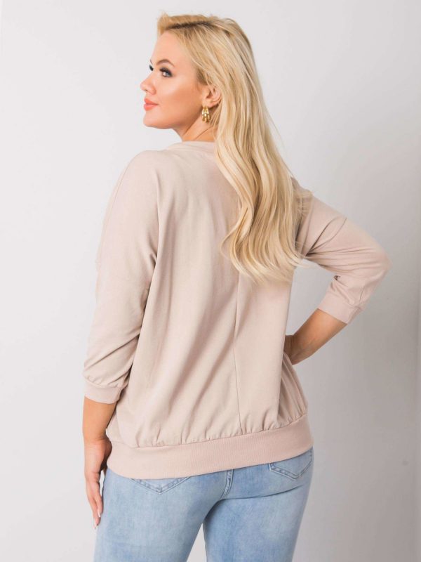 Beige Cotton Plus Size Shelly Sweatshirt