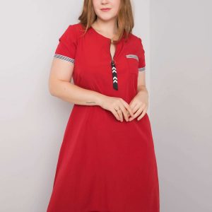 Viana Red Plus Size Cotton Dress