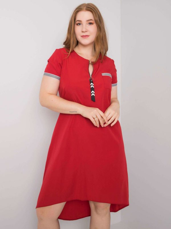 Viana Red Plus Size Cotton Dress