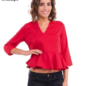 Red blouse with a basque