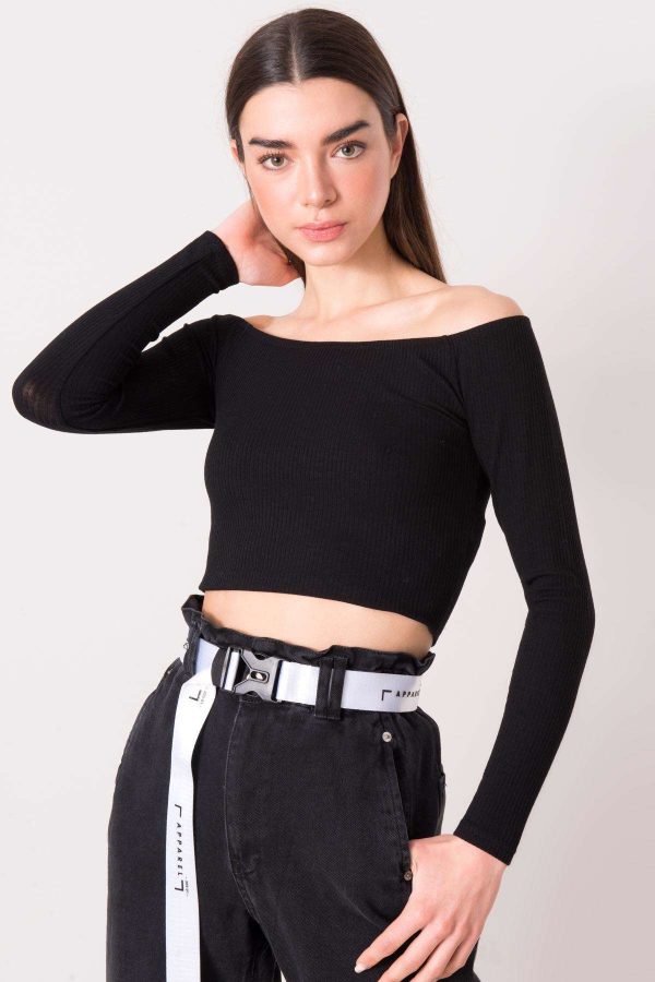 Black short blouse with stripe BSL