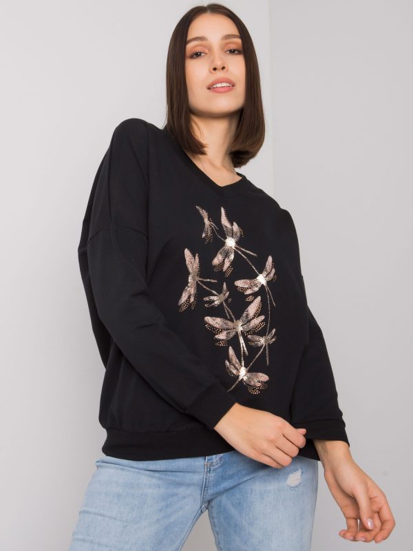 Black plus size sweatshirt with Michella rhinestones