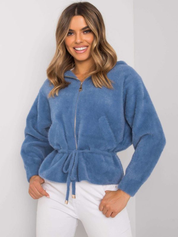 Keilani Hooded Blue Alpaca Jacket