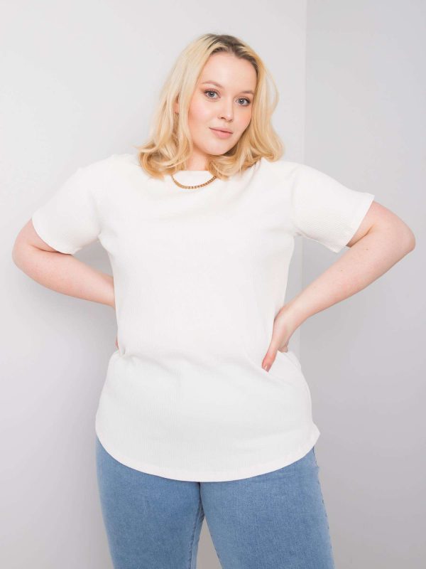 Ecru blouse plus size ribbed Stella