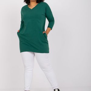 Dark green sweatshirt tunic plus size cotton Sue