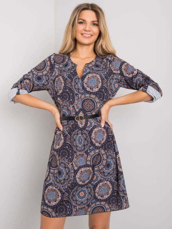 Navy blue dress with Kaipo patterns