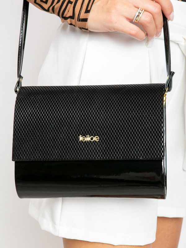 Black lacquered clutch bag