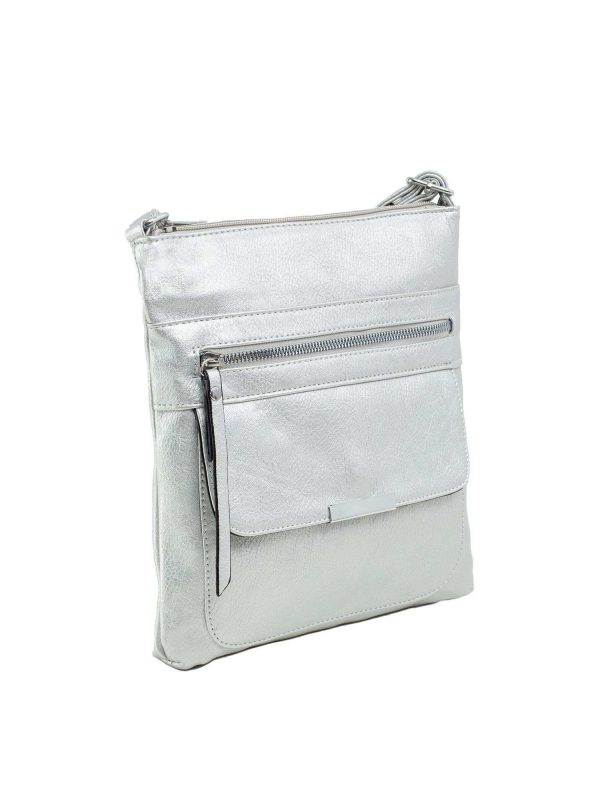 Silver eco leather bag with pockets