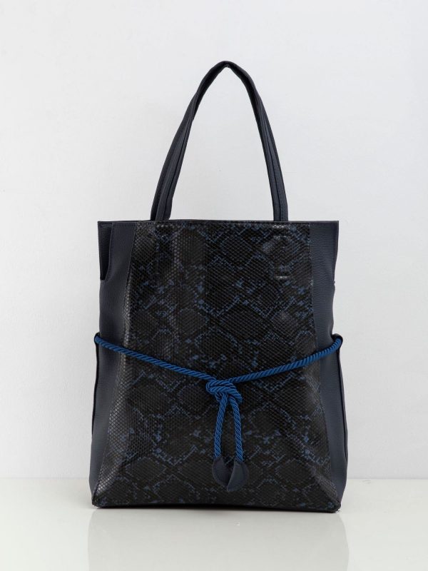 Navy blue bag with snake skin motif