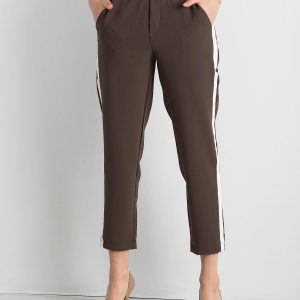 Khaki women's pants with stripes