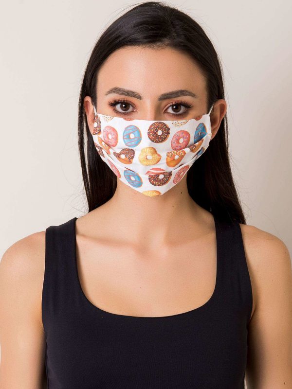 White Cotton Protective Mask with Printing