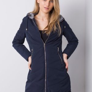 Navy Blue Long Hooded Jacket