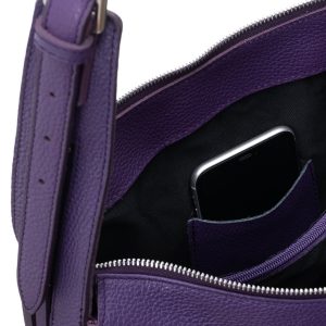 Purple leather shoulder bag BADURA