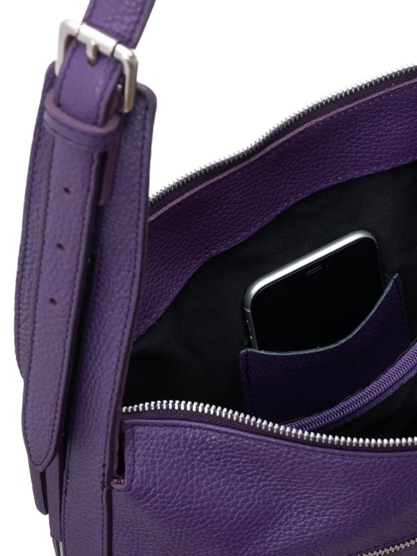 Purple leather shoulder bag BADURA