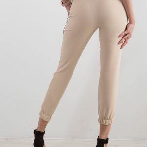 Beige trousers with drawstring