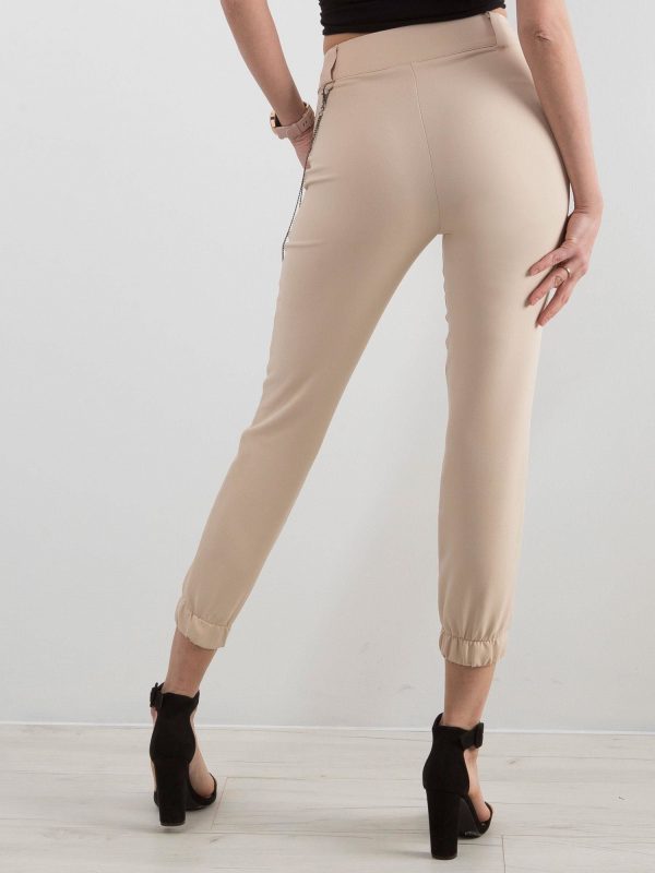 Beige trousers with drawstring