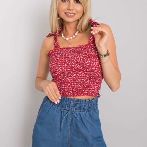 Red flower top Thalia RUE PARIS