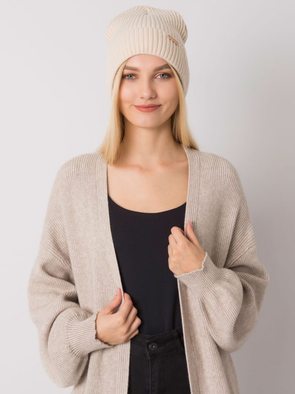 Women's beige knitted hat RUE PARIS