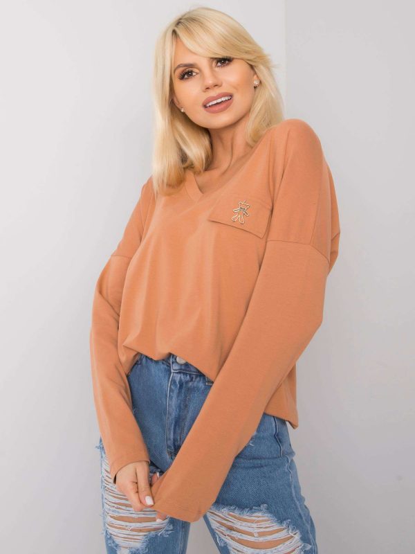 Light brown V-neck blouse Bianca