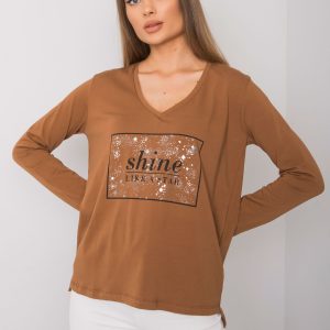 Light-Brown Cotton Long Sleeve Blouse Alix