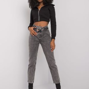 Dark gray straight jeans for women Bruna