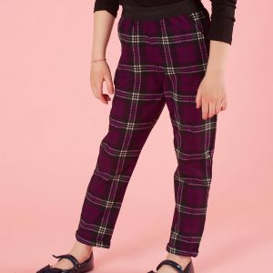 Purple Plaid Girls Pants