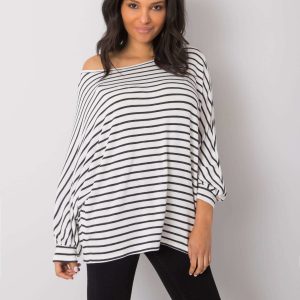 White and black plus size blouse Uliana RUE PARIS