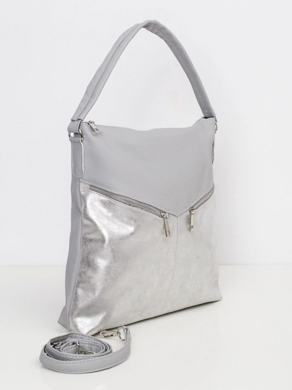 Grey Silver Eco Leather Ladies Bag