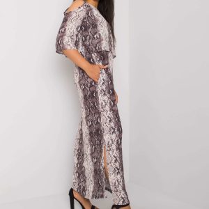 Ecru-grey long dress plus size Florens RUE PARIS