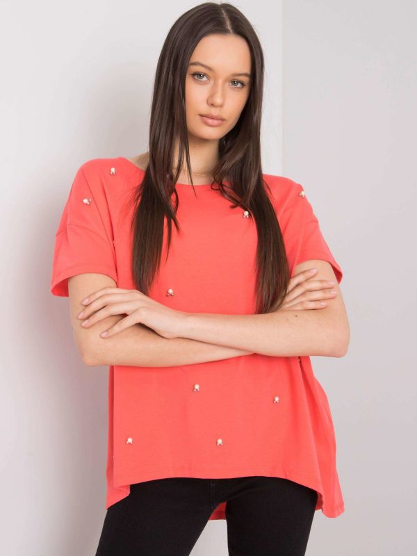 Coral blouse with Etty applique