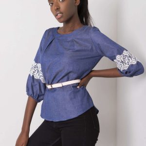 Blue cotton blouse with Yaretzi belt