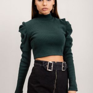 BSL Dark Green Women's Turtleneck Sweater