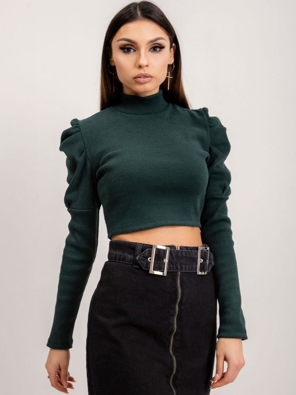 BSL Dark Green Women's Turtleneck Sweater