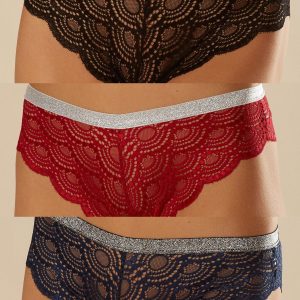 Women's lace openwork panties 3 pieces