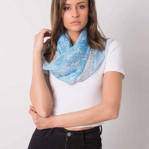 Blue-beige scarf with animal patterns