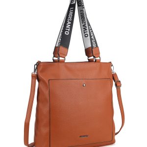 Brown city bag with decorative LUIGISANTO handles