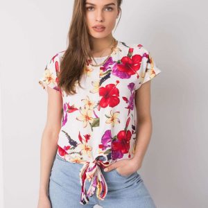 White blouse with flowers Tiffany FRESH MADE