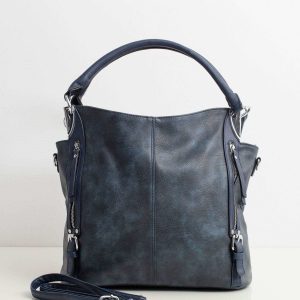 Dark blue eco-leather city bag