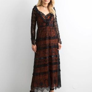 BY O LA LA Black Lace Maxi Dress