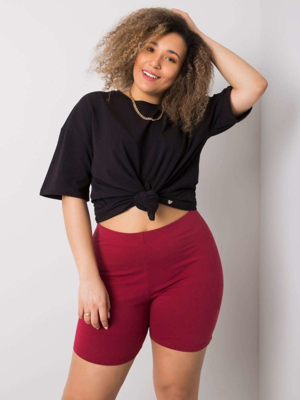 Burgundy plus size shorts in Alessia cotton