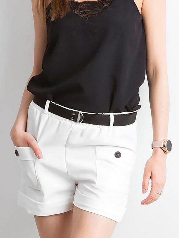 White Women's Shorts with Pockets
