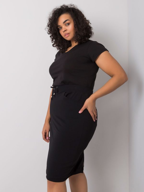 Andreia Black Plus Size Cotton Skirt